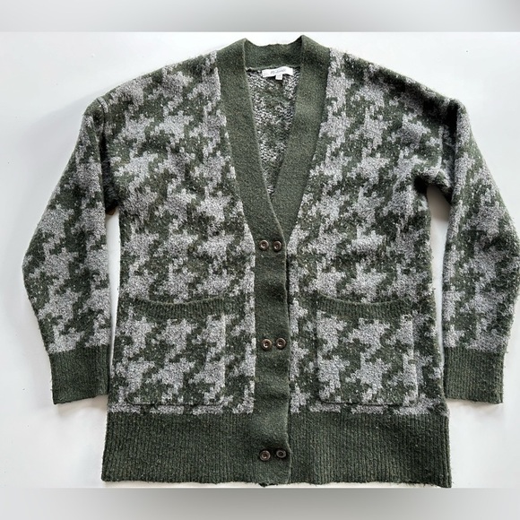 Madewell Allston Houndstooth Double-button Wool Blend Oversized Cardigan Sweater - Picture 6 of 13